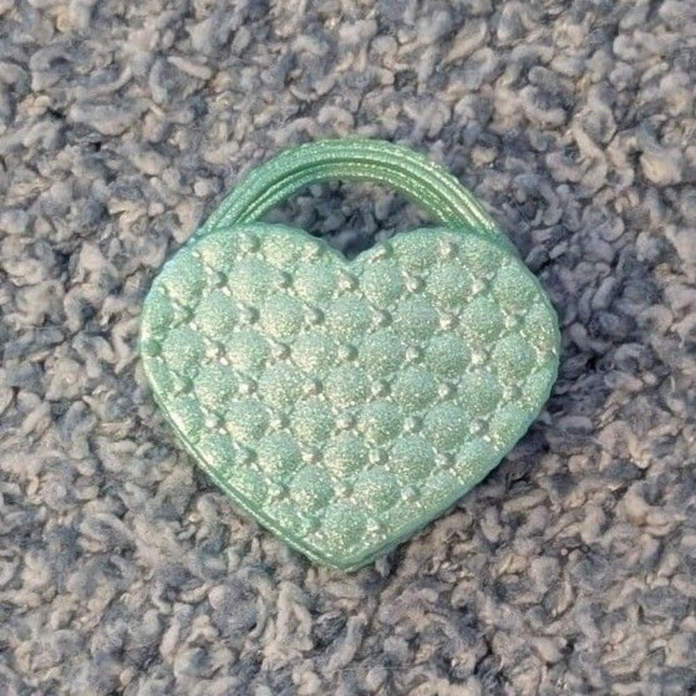 Fashion Doll Mint Green Quilted Embellished Heart Shaped Hand Bag Accessory